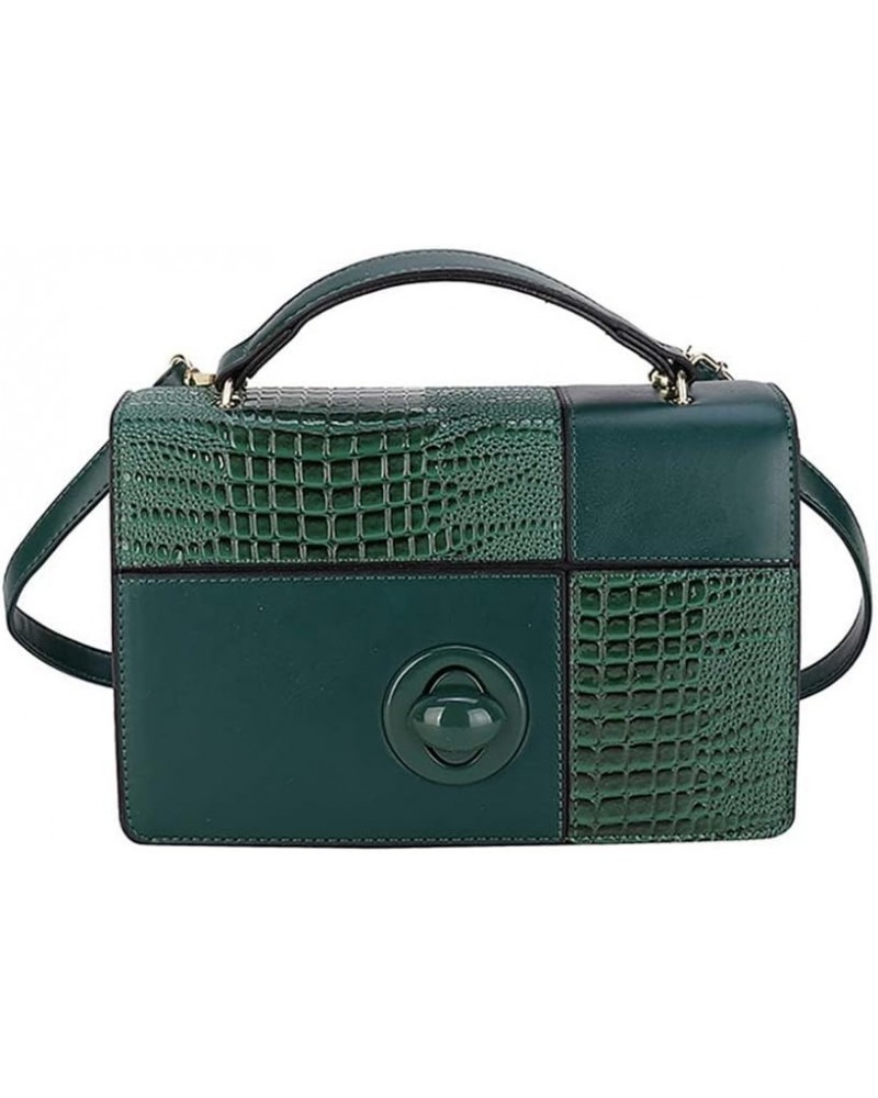 Crossbody Bag for Women with Crocodile Pattern Splicing Small Square Bag, Handbags Women's Bag Green $18.06 Crossbody Bags