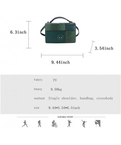 Crossbody Bag for Women with Crocodile Pattern Splicing Small Square Bag, Handbags Women's Bag Green $18.06 Crossbody Bags