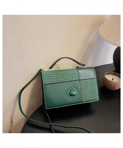 Crossbody Bag for Women with Crocodile Pattern Splicing Small Square Bag, Handbags Women's Bag Green $18.06 Crossbody Bags