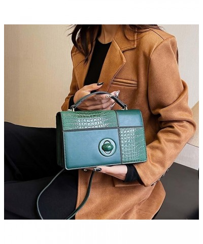 Crossbody Bag for Women with Crocodile Pattern Splicing Small Square Bag, Handbags Women's Bag Green $18.06 Crossbody Bags