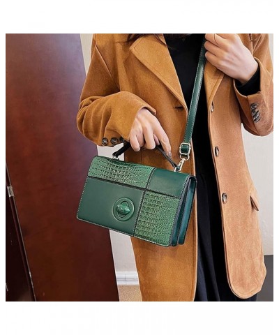 Crossbody Bag for Women with Crocodile Pattern Splicing Small Square Bag, Handbags Women's Bag Green $18.06 Crossbody Bags