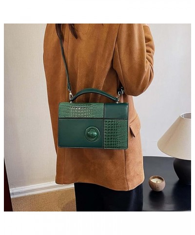 Crossbody Bag for Women with Crocodile Pattern Splicing Small Square Bag, Handbags Women's Bag Green $18.06 Crossbody Bags