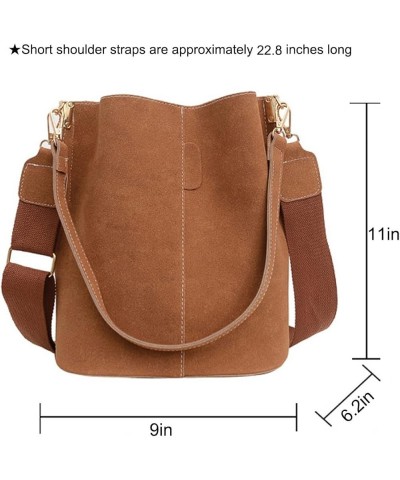 Bucket Bags and Purses for Women Matte Magnetic Buckle Hobo and Shoulder Handbags with 2 Detachable Straps Brown $15.74 Hobo ...