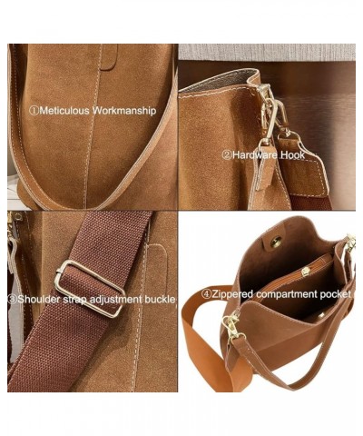 Bucket Bags and Purses for Women Matte Magnetic Buckle Hobo and Shoulder Handbags with 2 Detachable Straps Brown $15.74 Hobo ...