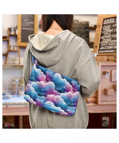 Plush Underarm Bag, (Cartoon Clouds) Fluffy Shoulder Bag Women Ladies Tote Bag, Cute Furry Purse, Small Handbag Bag for Autum...