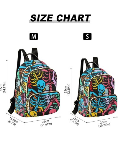 Halloween Women Backpack Rainbow Skull Skeleton Funny Anti-Theft Travel Backpack with Luggage Belt Durable Handbag Lady Purse...