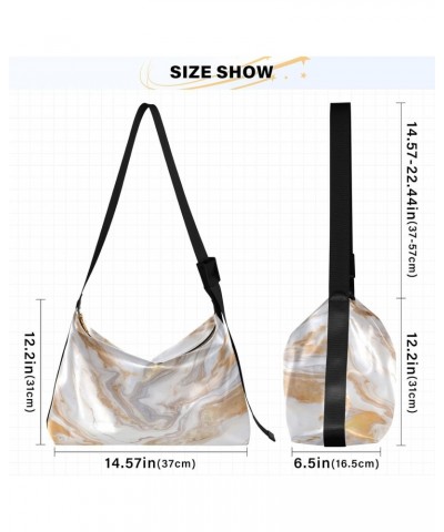 White Golden Marble Crossbody Bag Hobo Handbag Purse Fashion PU Leather Shoulder Bags for Women $18.35 Hobo Bags