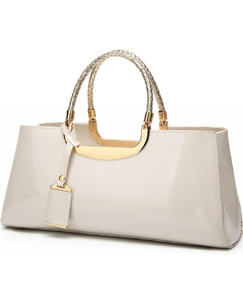 Glossy Women Handbag Faux Patent Leather Top-Handle Bag Structured Shoulder Bag Tote Evening Purse Party Satchel White $19.79...