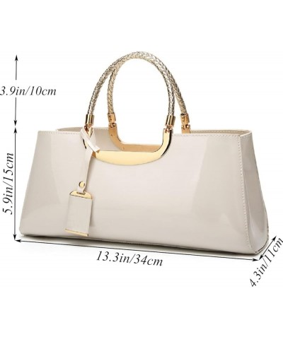 Glossy Women Handbag Faux Patent Leather Top-Handle Bag Structured Shoulder Bag Tote Evening Purse Party Satchel White $19.79...