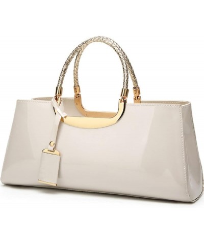 Glossy Women Handbag Faux Patent Leather Top-Handle Bag Structured Shoulder Bag Tote Evening Purse Party Satchel White $19.79...