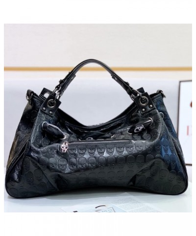 Women Handbags Purse Shoulder Bags Skull Print Leather Hobo Bag Black Gothic Bag Ladies Satchel with Handkerchief Skull2 $26....