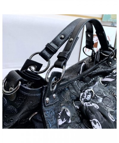 Women Handbags Purse Shoulder Bags Skull Print Leather Hobo Bag Black Gothic Bag Ladies Satchel with Handkerchief Skull2 $26....