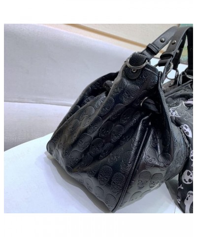 Women Handbags Purse Shoulder Bags Skull Print Leather Hobo Bag Black Gothic Bag Ladies Satchel with Handkerchief Skull2 $26....