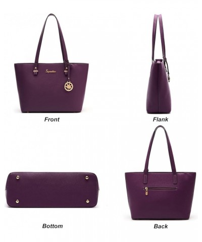 Handbag for Women Wallet Tote Bag Shoulder Bags Top Handle Satchel 5pcs Purse Set Purple $30.99 Satchels