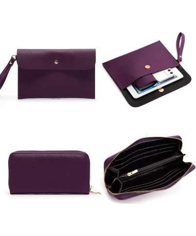 Handbag for Women Wallet Tote Bag Shoulder Bags Top Handle Satchel 5pcs Purse Set Purple $30.99 Satchels