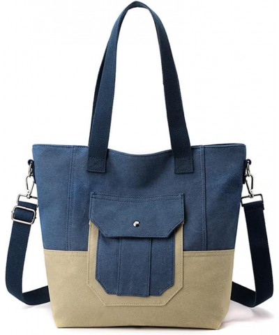 Canvas Tote Bag Patchwork Shoulder Bag Women Handbag Casual Crossbody Bag Top Handle Bag Messenger Bag Satchel Bag Blue $18.6...