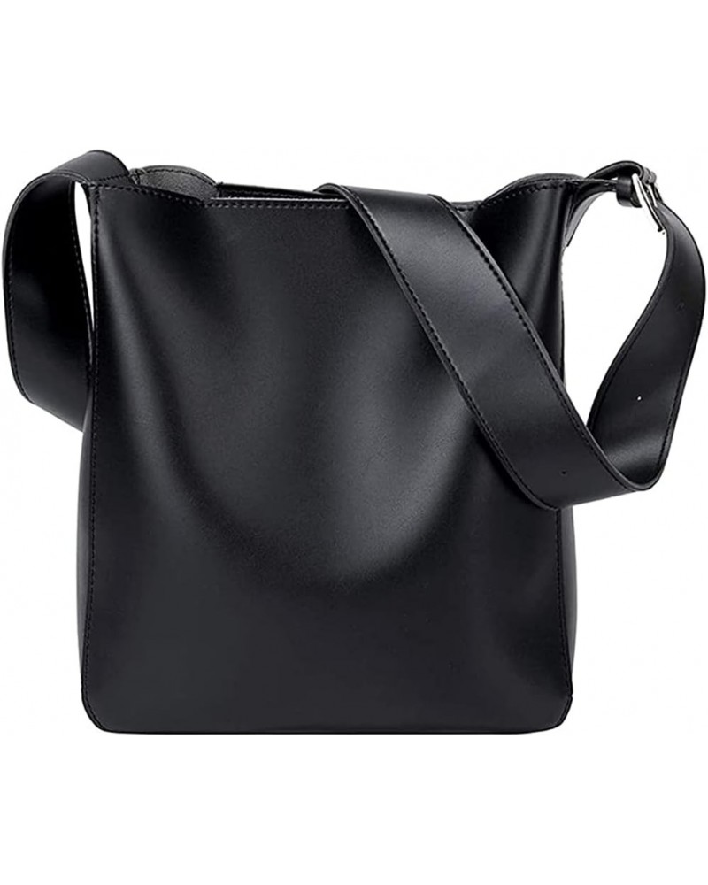 Women's Big Capacity Leather Shoulder Bags Crossbody Bags Tote Casual Bucket Bags Work Bag with Matching Clutch Black $16.10 ...