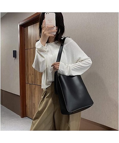 Women's Big Capacity Leather Shoulder Bags Crossbody Bags Tote Casual Bucket Bags Work Bag with Matching Clutch Black $16.10 ...