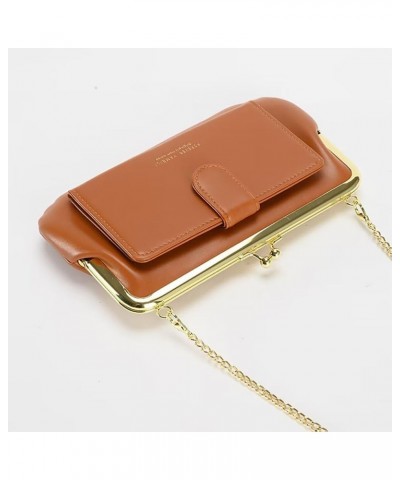 Women's Kiss Lock Wallet with Chain Strap Vintage Clutch Crossbody Bag Leather Credit Card Holder Cell Phone Purse Beige $15....