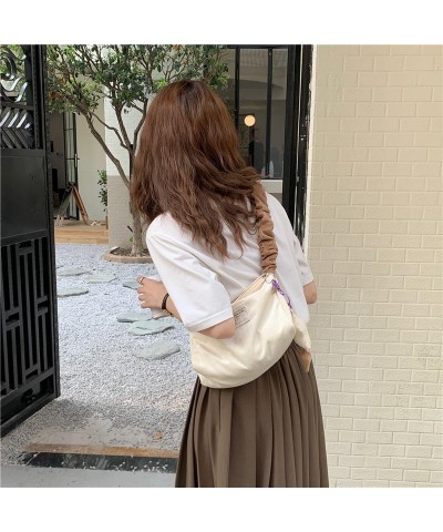 Wrinkly Shoulder Strap Cute Tote Bag for Women Casual Handbags Corduroy Underarm Bags Zipper Work Handbag Beige $11.00 Totes