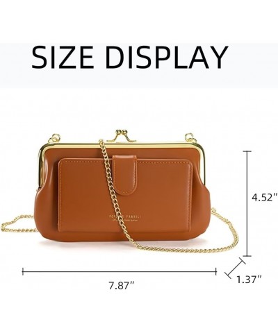 Women's Kiss Lock Wallet with Chain Strap Vintage Clutch Crossbody Bag Leather Credit Card Holder Cell Phone Purse Beige $15....