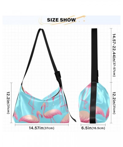 Summer Flamingo Hobo Shoulder Bag for Women Men PU Leather Crossbody Bag Slouchy Tote Handbags for Traveling Working Shopping...