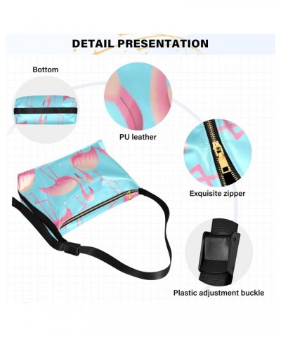 Summer Flamingo Hobo Shoulder Bag for Women Men PU Leather Crossbody Bag Slouchy Tote Handbags for Traveling Working Shopping...