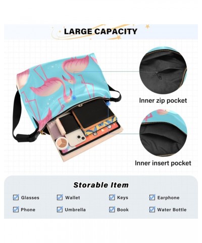 Summer Flamingo Hobo Shoulder Bag for Women Men PU Leather Crossbody Bag Slouchy Tote Handbags for Traveling Working Shopping...