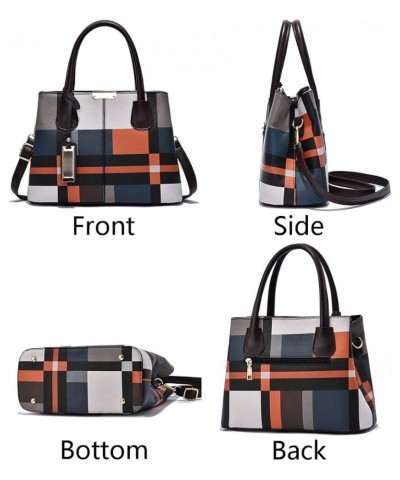 Top-handle Handbags Tote for Women PU Leather Purse Satchel Checkered Grain Crossbody Shoulder Bag Black $26.64 Totes