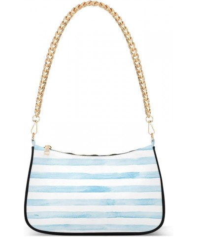 Stripe Shoulder Bag for Women Small Purse Chain Clutch Purse Arm Purse with Chain Strap for Wife Women 06 $15.59 Satchels