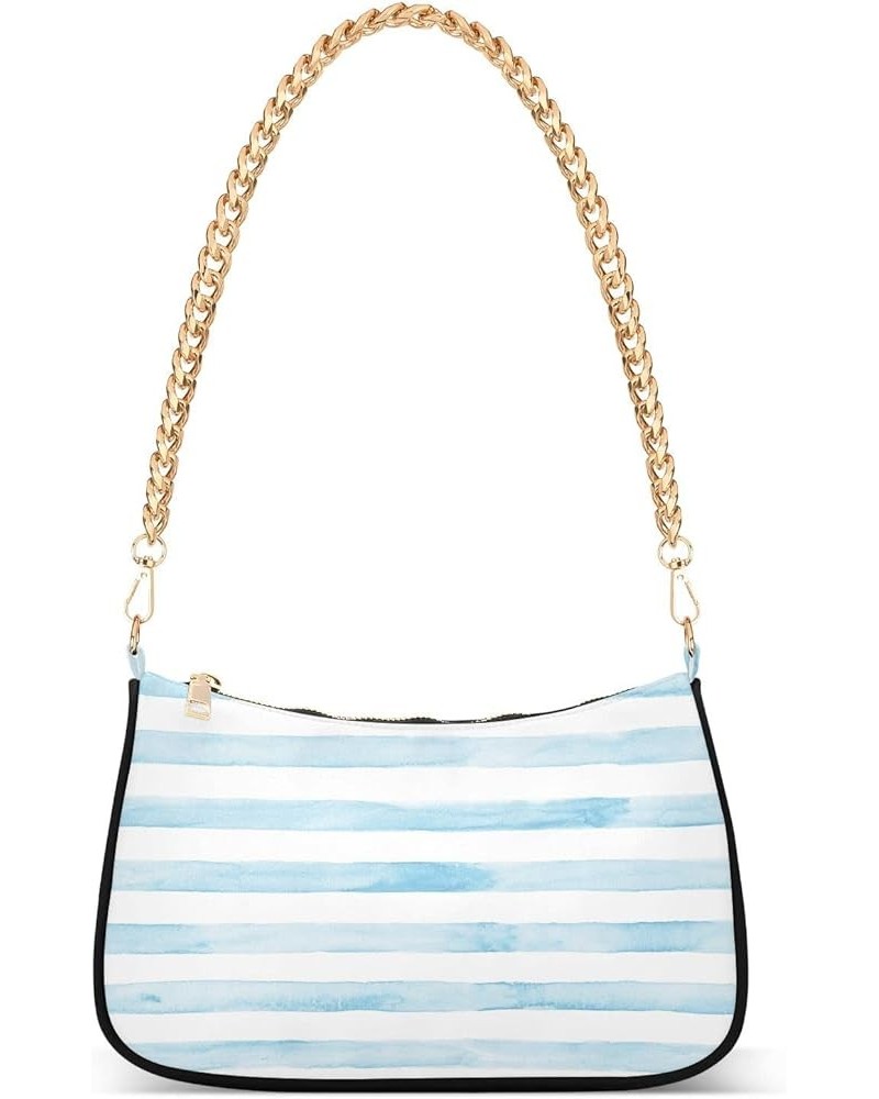 Stripe Shoulder Bag for Women Small Purse Chain Clutch Purse Arm Purse with Chain Strap for Wife Women 06 $15.59 Satchels