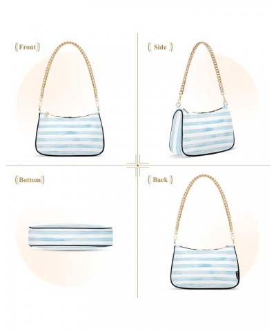 Stripe Shoulder Bag for Women Small Purse Chain Clutch Purse Arm Purse with Chain Strap for Wife Women 06 $15.59 Satchels