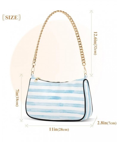 Stripe Shoulder Bag for Women Small Purse Chain Clutch Purse Arm Purse with Chain Strap for Wife Women 06 $15.59 Satchels