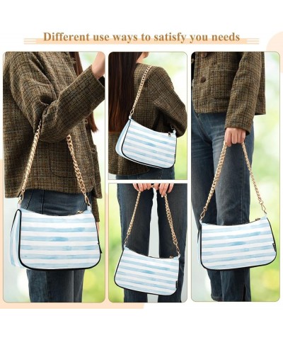 Stripe Shoulder Bag for Women Small Purse Chain Clutch Purse Arm Purse with Chain Strap for Wife Women 06 $15.59 Satchels