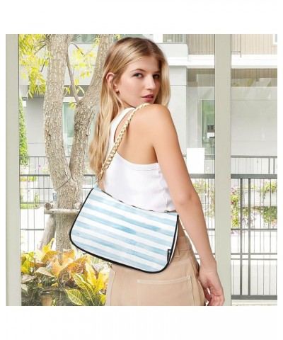 Stripe Shoulder Bag for Women Small Purse Chain Clutch Purse Arm Purse with Chain Strap for Wife Women 06 $15.59 Satchels