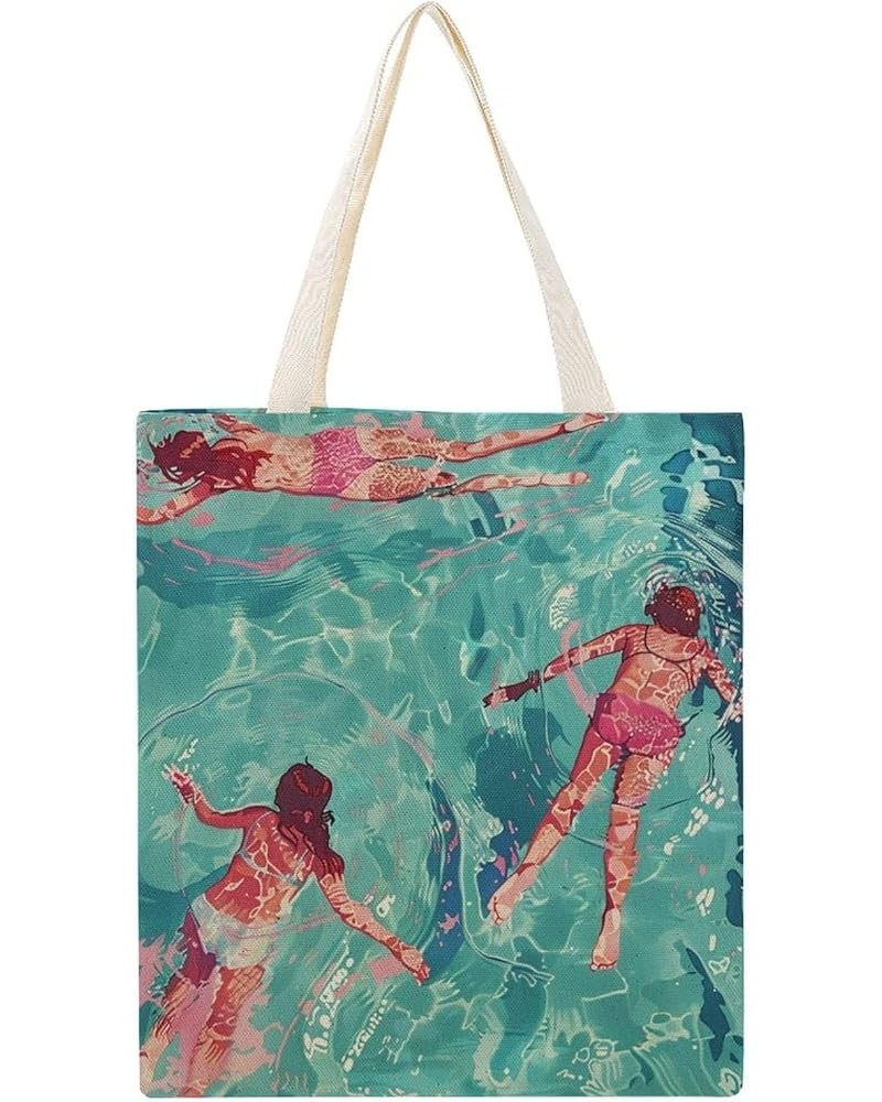 Canvas Tote Mom Gifts Personalized Tote Bag Swimming Swimmers Swim Mom Grocery Bags for Shopping Beach Grocery Totebag-4 $10....