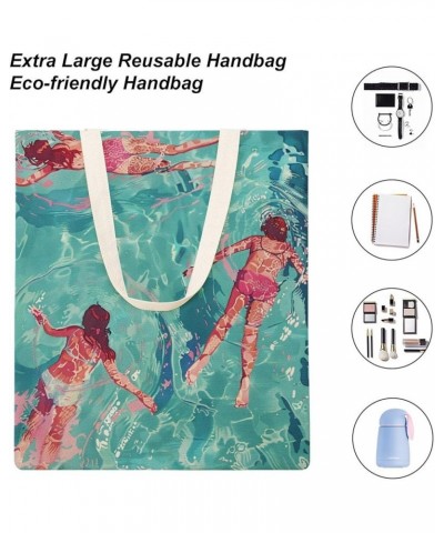 Canvas Tote Mom Gifts Personalized Tote Bag Swimming Swimmers Swim Mom Grocery Bags for Shopping Beach Grocery Totebag-4 $10....