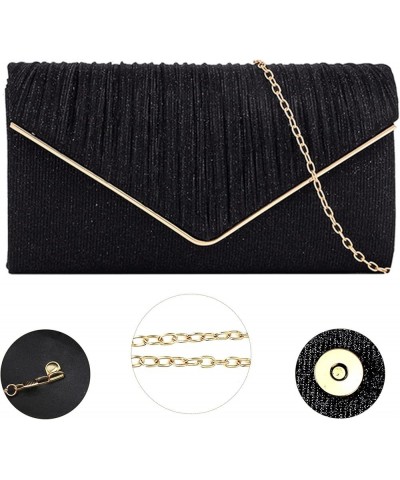 Glitter Clutch Purse Evening Handbag Formal Wedding Party Prom Bag 418 Black $16.49 Evening Bags