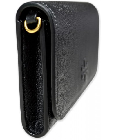 Womens 146467 Thea Pebbled Leather With Gold-tone Hardware Crossbody Bag With Flat Wallet Black $100.57 Crossbody Bags