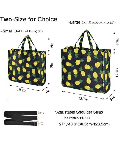 Womens Corduroy Handbag Yellow Pineapple Black Floral Satchel Shoulder Bag for Travel Beach Gym Shopping Multi05 $15.39 Satchels