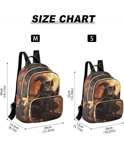 Cartoon Cat Pumpkins Quilted Backpack for Women Backpack Purses Small Travel Purse Halloween Cat Castle on Fire Medium $20.66...