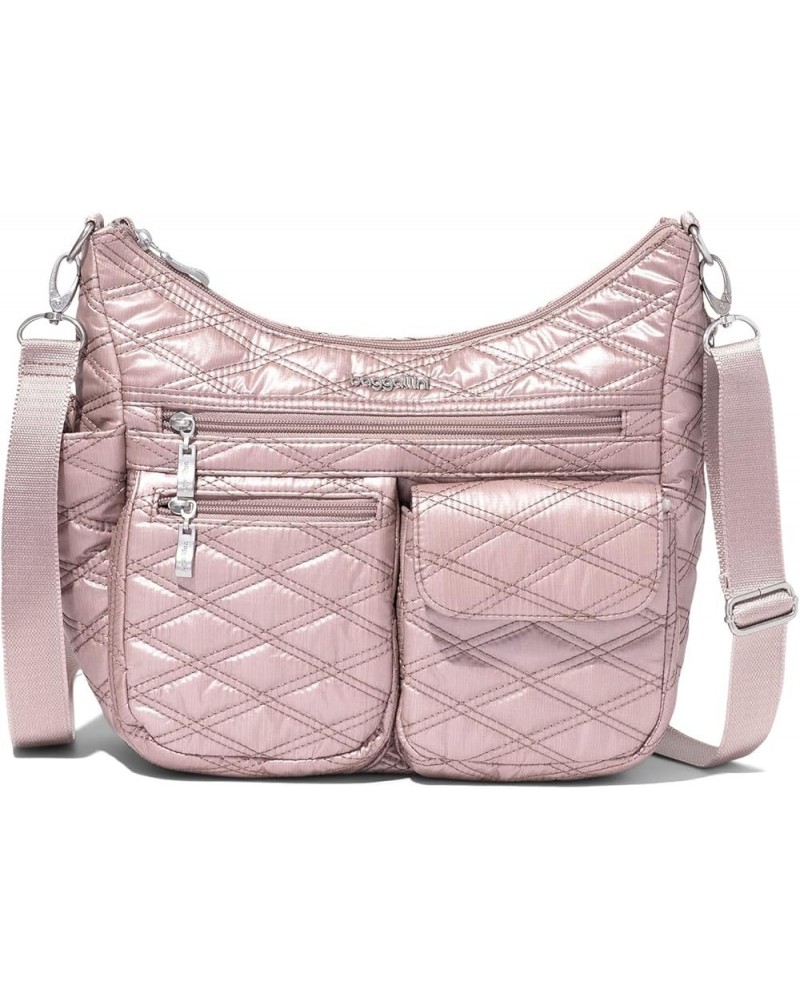 Modern Everywhere Bagg - Water-resistant Lightweight Hobo Crossbody Bag for Women - Easy-Access Phone Pocket Rose Metallic Qu...