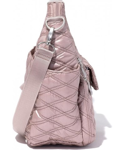 Modern Everywhere Bagg - Water-resistant Lightweight Hobo Crossbody Bag for Women - Easy-Access Phone Pocket Rose Metallic Qu...