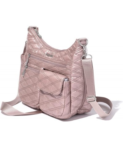 Modern Everywhere Bagg - Water-resistant Lightweight Hobo Crossbody Bag for Women - Easy-Access Phone Pocket Rose Metallic Qu...