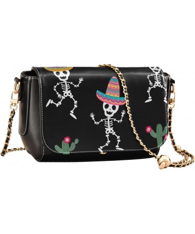 Skull Cactus Mexican Crossbody Bags for Women Leather Purse Handbag Shoulder Bag for Daily Gifts Work $23.59 Shoulder Bags