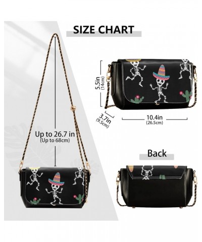 Skull Cactus Mexican Crossbody Bags for Women Leather Purse Handbag Shoulder Bag for Daily Gifts Work $23.59 Shoulder Bags