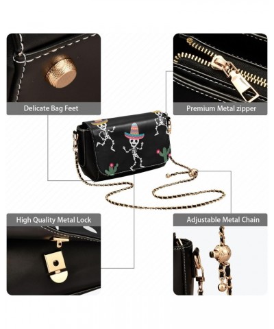 Skull Cactus Mexican Crossbody Bags for Women Leather Purse Handbag Shoulder Bag for Daily Gifts Work $23.59 Shoulder Bags