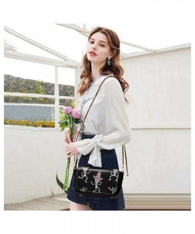 Skull Cactus Mexican Crossbody Bags for Women Leather Purse Handbag Shoulder Bag for Daily Gifts Work $23.59 Shoulder Bags