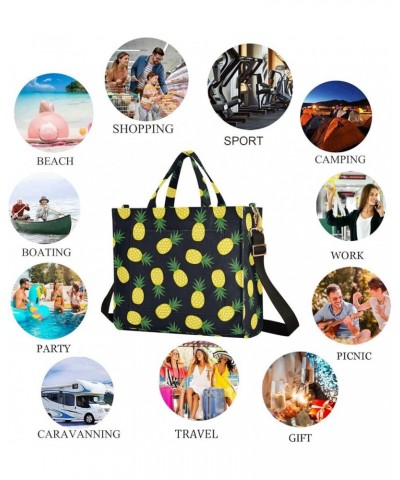 Womens Corduroy Handbag Yellow Pineapple Black Floral Satchel Shoulder Bag for Travel Beach Gym Shopping Multi05 $15.39 Satchels