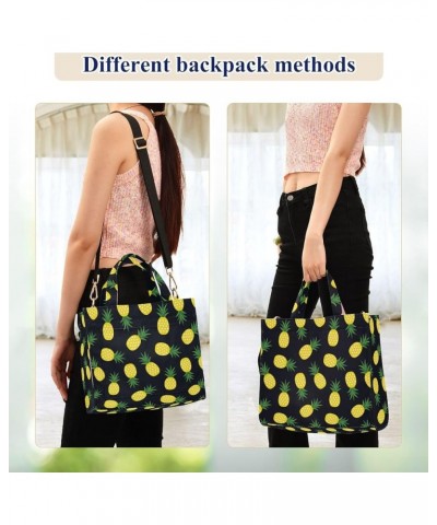 Womens Corduroy Handbag Yellow Pineapple Black Floral Satchel Shoulder Bag for Travel Beach Gym Shopping Multi05 $15.39 Satchels